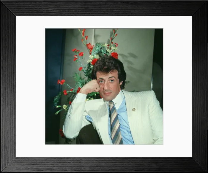 Framed Print : Sylvester Stallone, Actor in a photo shoot for The Daily Record in 1982