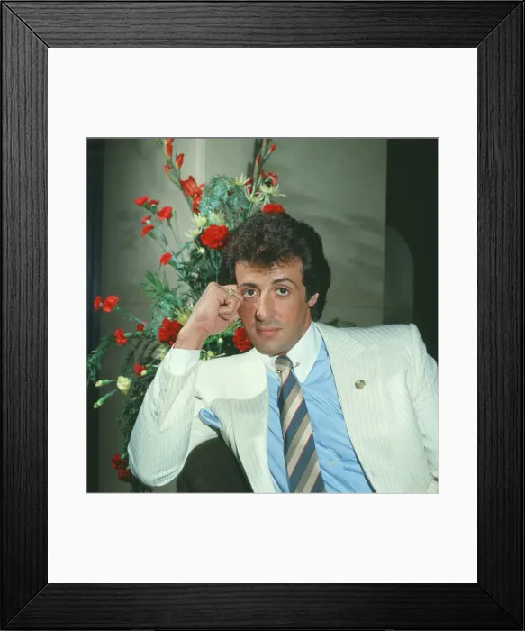 Framed Print : Sylvester Stallone, Actor in a photo shoot for The Daily Record in 1982 Framed Print : Sylvester Stallone, Actor in a photo shoot for The Daily Record in 1982