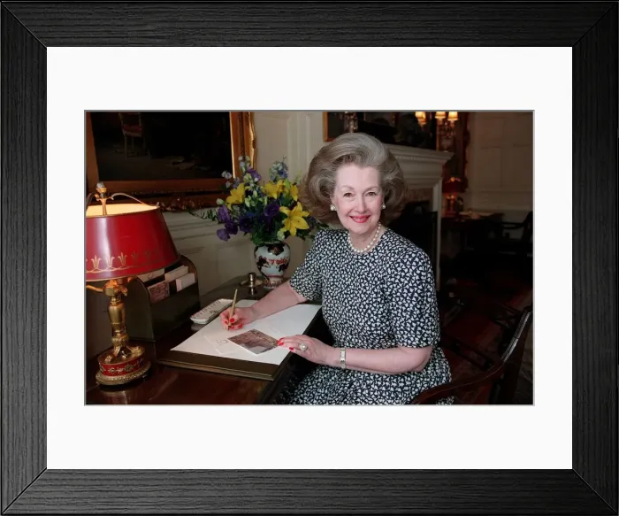 Framed Print : Lady Raine Spencer July 1998 Sitting at desk writing Framed Print : Lady Raine Spencer July 1998 Sitting at desk writing
