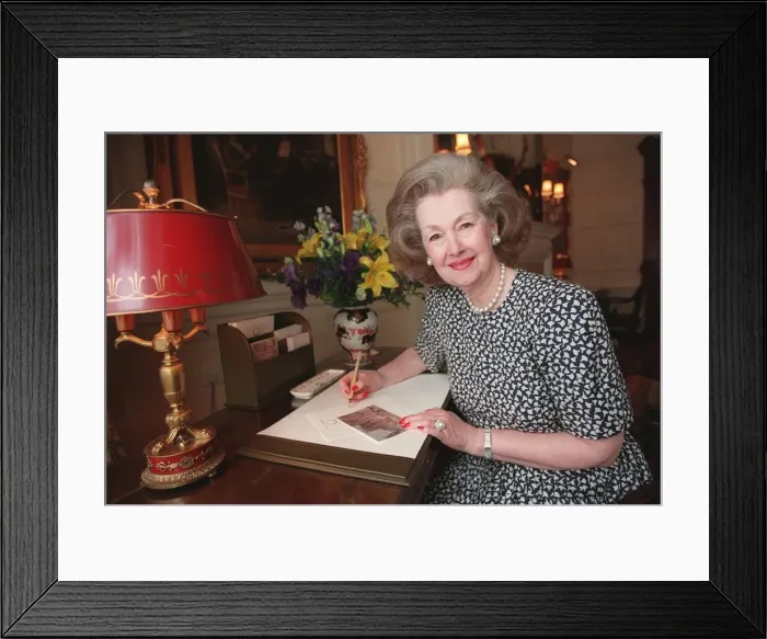 Framed Print : Lady Raine Spencer in Belgravia and at the Connought Hotel London in her bedroom writing Framed Print : Lady Raine Spencer in Belgravia and at the Connought Hotel London in her bedroom writing
