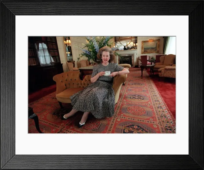 Framed Print : Lady Raine Spencer July 1998 Sitting on sofa drinking tea Framed Print : Lady Raine Spencer July 1998 Sitting on sofa drinking tea