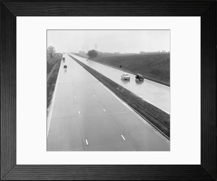 Framed Print : The M1 Motorway, opened only 6 days ago, receives its first vehicles Framed Print : The M1 Motorway, opened only 6 days ago, receives its first vehicles