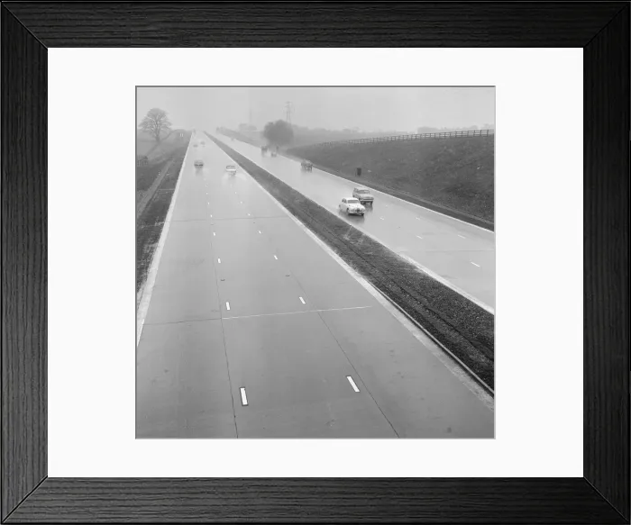 Framed Print : The M1 Motorway, opened only 6 days ago, receives its first vehicles Framed Print : The M1 Motorway, opened only 6 days ago, receives its first vehicles