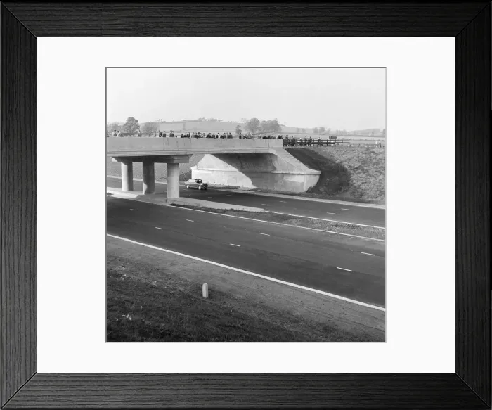 Framed Print : The M1 Motorway, opened only 6 days ago, receives its first vehicles Framed Print : The M1 Motorway, opened only 6 days ago, receives its first vehicles