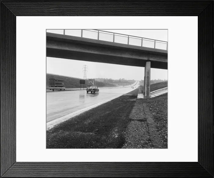 Framed Print : The M1 Motorway, opened only 6 days ago, receives its first vehicles Framed Print : The M1 Motorway, opened only 6 days ago, receives its first vehicles