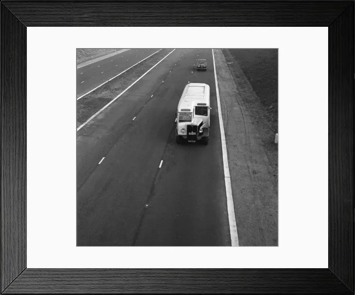 Framed Print : The M1 Motorway, opened only 6 days ago, receives its first vehicles Framed Print : The M1 Motorway, opened only 6 days ago, receives its first vehicles
