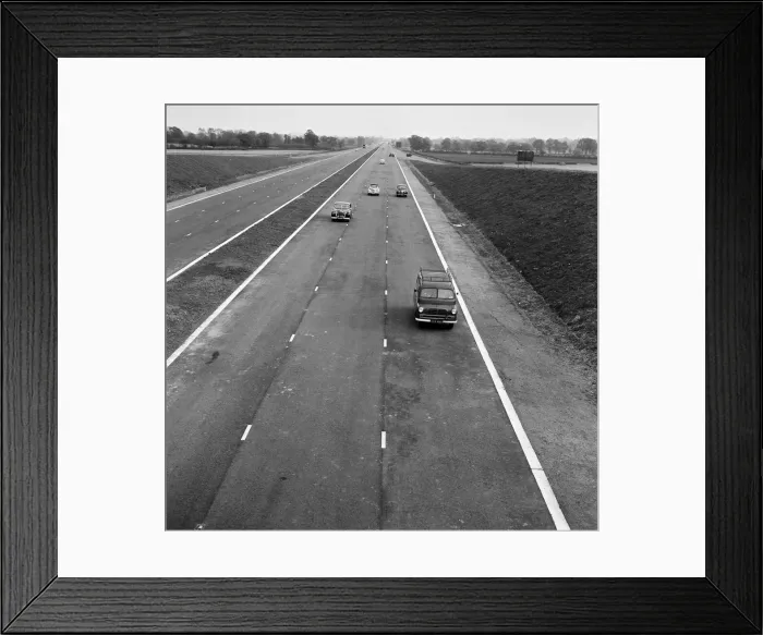 Framed Print : The M1 Motorway, opened yesterday, receives its first vehicles Framed Print : The M1 Motorway, opened yesterday, receives its first vehicles