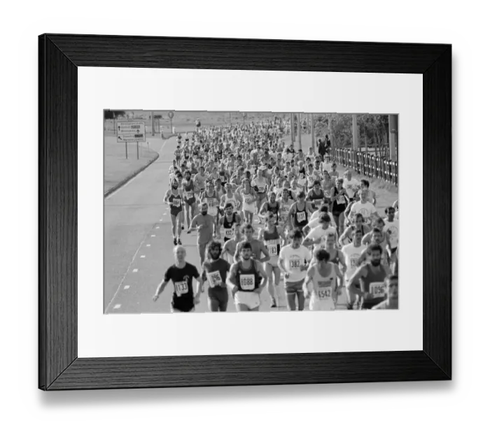 Framed Print : Birmingham Marathon, the start at the NEC. Birmingham, West Midlands. 20th September 1981