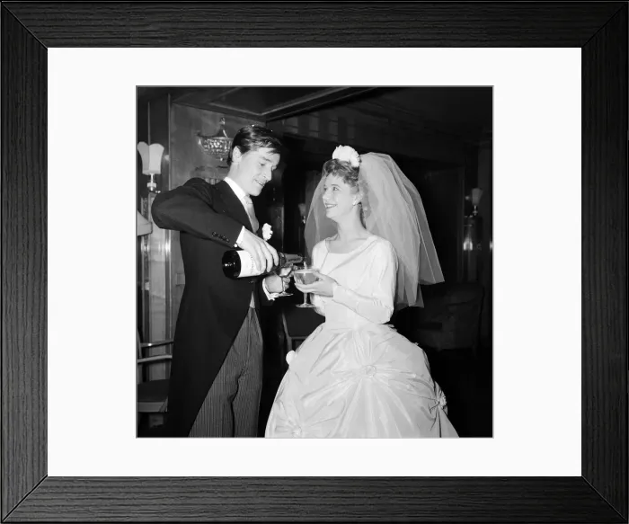 Framed Print : The wedding of William Roache and Anna Cropper at St Johns Wood Church