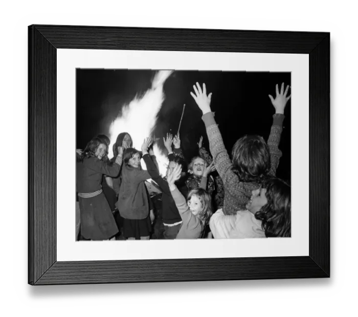 Framed Print : Youngsters enjoying Guy Fawkes Night. 5th November 1975