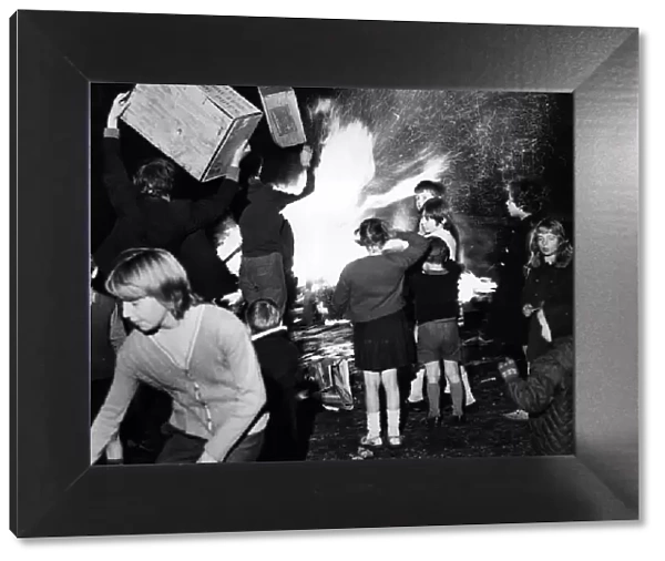 Youngsters enjoying Guy Fawkes Night. Circa 1975