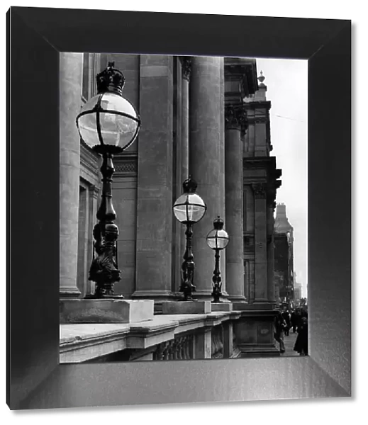 The lamps at the Municipal Buildings, Dale Street, Liverpool, Merseyside. Circa 1974