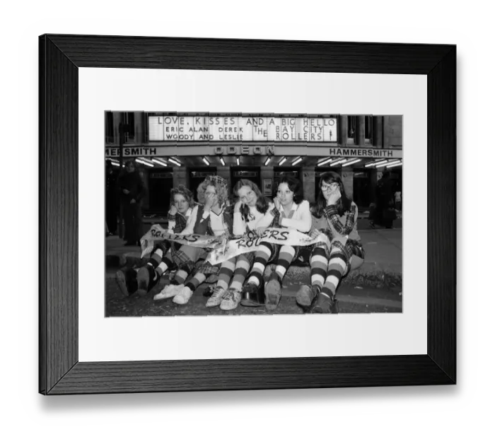 Framed Print : Hysterical Bay City Rollers fans outside the Odeon Hammersmith after the groups concert Framed Print : Hysterical Bay City Rollers fans outside the Odeon Hammersmith after the groups concert