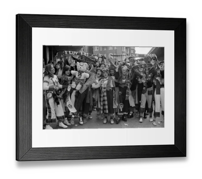 Framed Print : Bay City Rollers fans outside the Odeon Hammersmith after the groups concert Framed Print : Bay City Rollers fans outside the Odeon Hammersmith after the groups concert