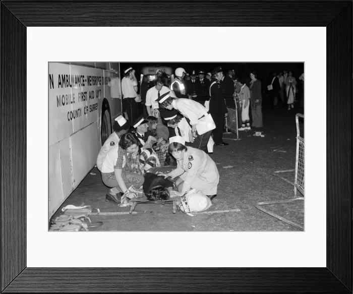 Framed Print : Hysterical Bay City Rollers fans outside the Odeon Hammersmith after the groups concert Framed Print : Hysterical Bay City Rollers fans outside the Odeon Hammersmith after the groups concert