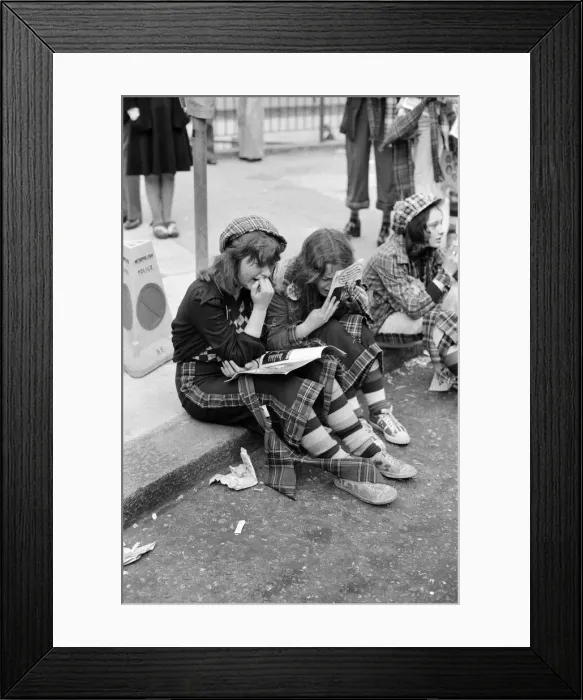 Framed Print : Hysterical Bay City Rollers fans outside the Odeon Hammersmith after the groups concert Framed Print : Hysterical Bay City Rollers fans outside the Odeon Hammersmith after the groups concert