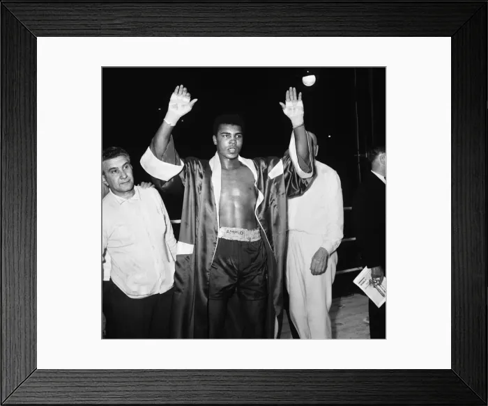 Framed Print : Cassius Clay aka (Muhammad Ali) vs Henry Cooper in their first fight at Wembley Stadium