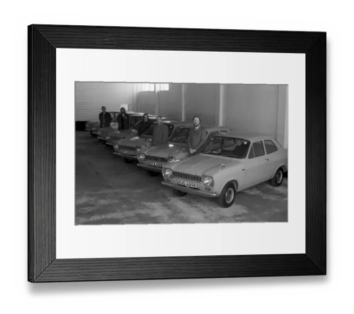 Framed Print : New police patrol cars at Reeds Garage, Torquay in March 1972 before the livery had been Framed Print : New police patrol cars at Reeds Garage, Torquay in March 1972 before the livery had been