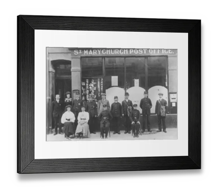 Framed Print : Post Office staff in a formal photograph outside St Marychurch Post Office