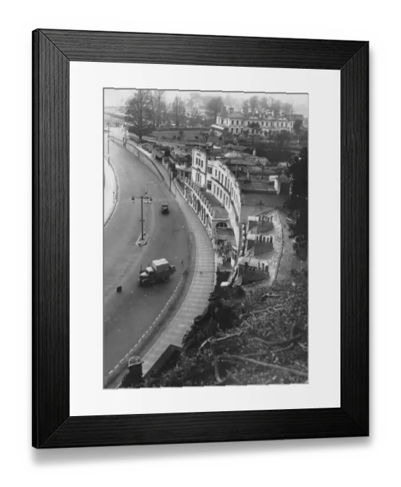 Framed Print : Stabilising the cliffs above the Palm Court Hotel in the 1950s Framed Print : Stabilising the cliffs above the Palm Court Hotel in the 1950s