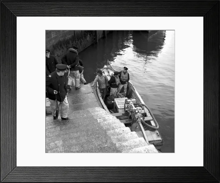 Framed Print : Torbays own fireboat in Torquay harbour in September 1973 Framed Print : Torbays own fireboat in Torquay harbour in September 1973