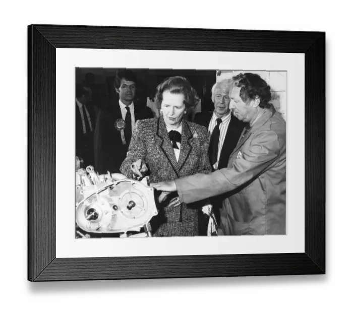 Framed Print : Baronnes Margaret Thatcher accompanied by Patrick Nicholls (left Framed Print : Baronnes Margaret Thatcher accompanied by Patrick Nicholls (left