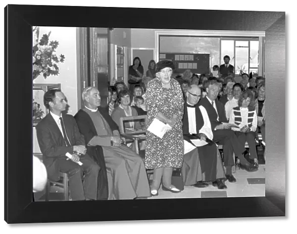 Author Agatha Christie addressing the dignatories at Galmpton primary school