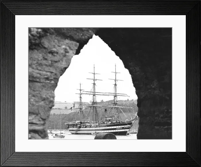 Framed Print : The Italian sail training ship Amerigo Vespucci framed in an archway on the River Dart