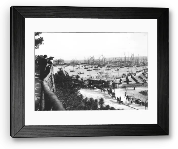 Framed Print : Tall ships in Torquay Harbour for the 1895 regatta Framed Print : Tall ships in Torquay Harbour for the 1895 regatta