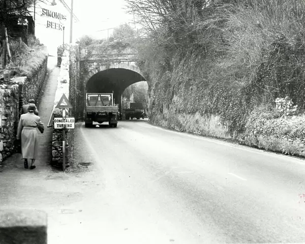 A photograph taken in February 1959 of the Kingskerswell Arch on the Newton Road