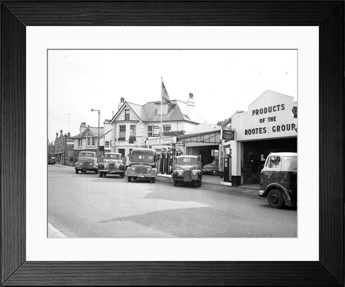 Framed Print : Moyle Garage and Rootes Groups showroom in Torquay Road, Preston in 1960 Framed Print : Moyle Garage and Rootes Groups showroom in Torquay Road, Preston in 1960