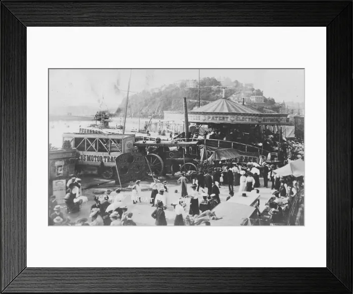 Framed Print : Steam traction engine-driven rides at Torquay regatta Fair during Edwardian times Framed Print : Steam traction engine-driven rides at Torquay regatta Fair during Edwardian times