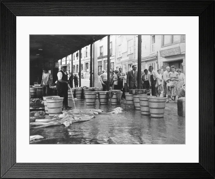 Framed Print : The old fish market, Brixham Circa 1960 Framed Print : The old fish market, Brixham Circa 1960