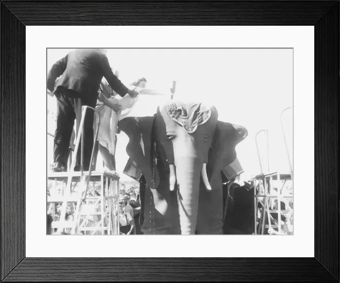 Framed Print : Jenny 1, the mechanical elephant on Paignton seafront in July 1957 Framed Print : Jenny 1, the mechanical elephant on Paignton seafront in July 1957
