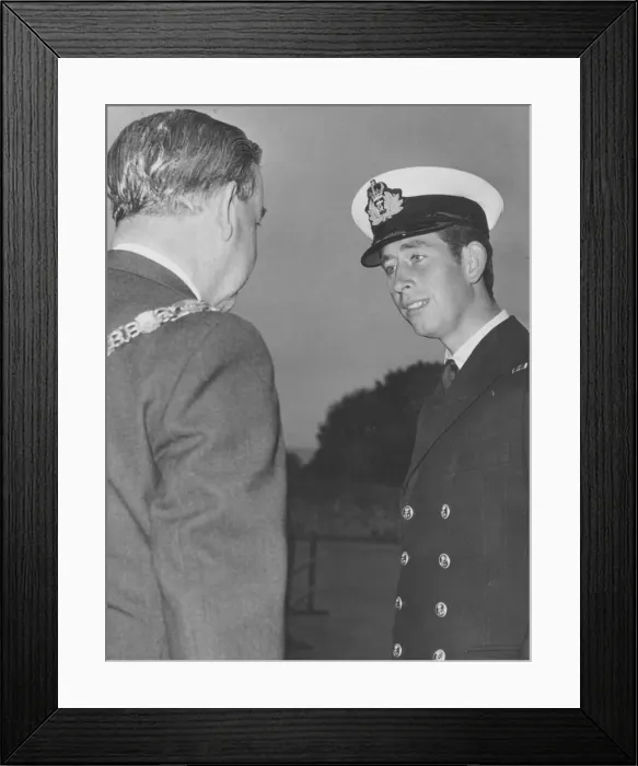 Framed Print : HRH Prince Charles, the Prince of Wales, pictured arriving at the Britannia Royal Naval