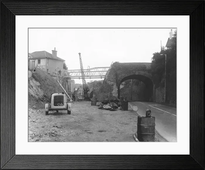 Framed Print : The demolition of the original Kingskerswell Arch on the Newton Road in 1964 Framed Print : The demolition of the original Kingskerswell Arch on the Newton Road in 1964