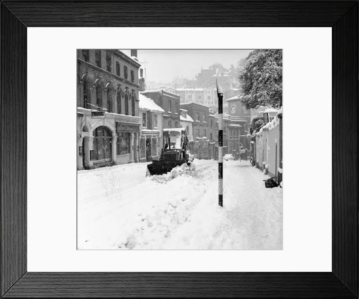 Framed Print : Snow plough in Abbey Road, Torquay January 1963