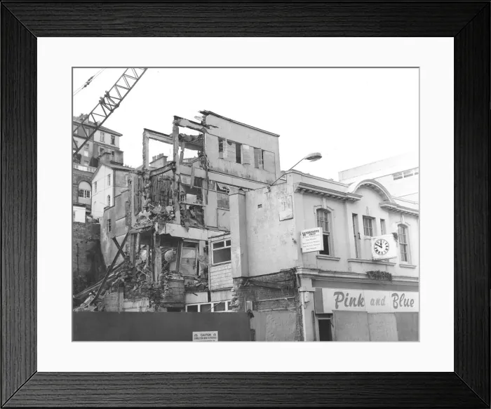 Framed Print : Demolition of Fleet Street, Torquay - the last building to be demolished 1987 Framed Print : Demolition of Fleet Street, Torquay - the last building to be demolished 1987