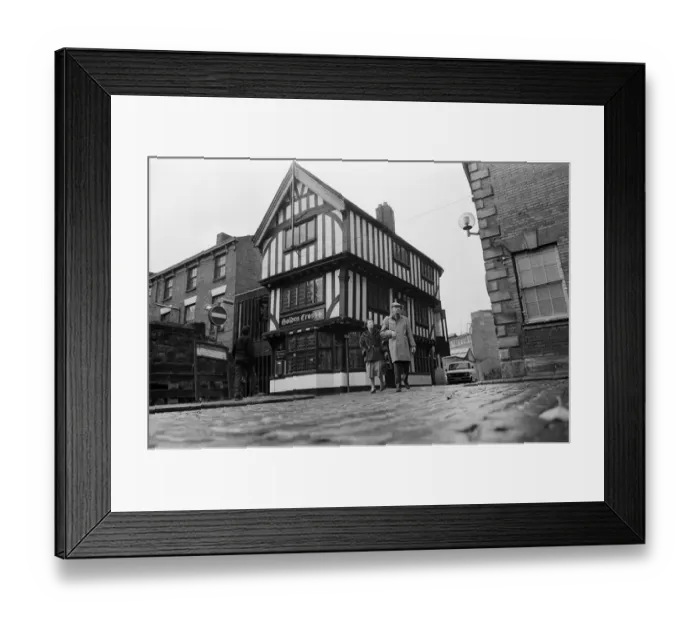 Framed Print : Old timber buildings in Coventry. The Golden Cross pub in Coventry, West Midlands Framed Print : Old timber buildings in Coventry. The Golden Cross pub in Coventry, West Midlands