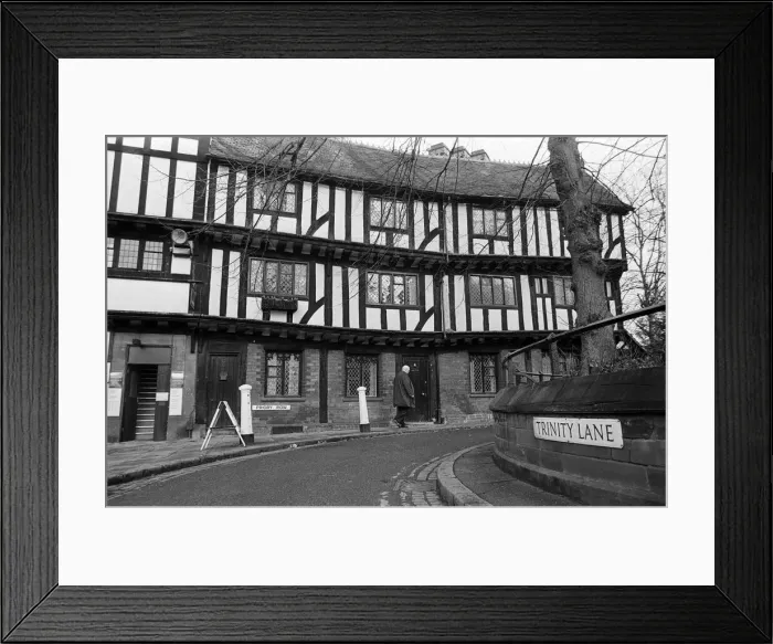 Framed Print : Old timber buildings in Coventry, West Midlands. 25th November 1985
