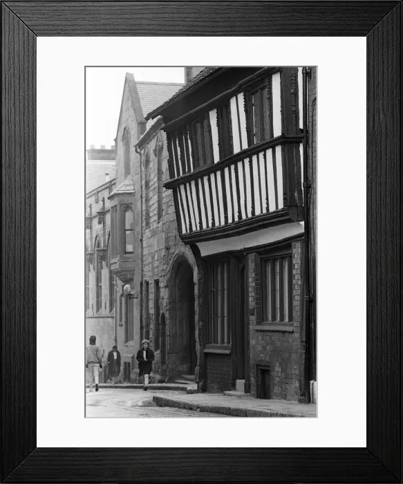 Framed Print : Old timber buildings in Coventry, West Midlands. 25th November 1985 Framed Print : Old timber buildings in Coventry, West Midlands. 25th November 1985