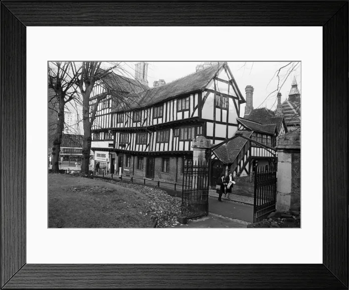 Framed Print : Old timber buildings in Coventry, West Midlands. 25th November 1985 Framed Print : Old timber buildings in Coventry, West Midlands. 25th November 1985