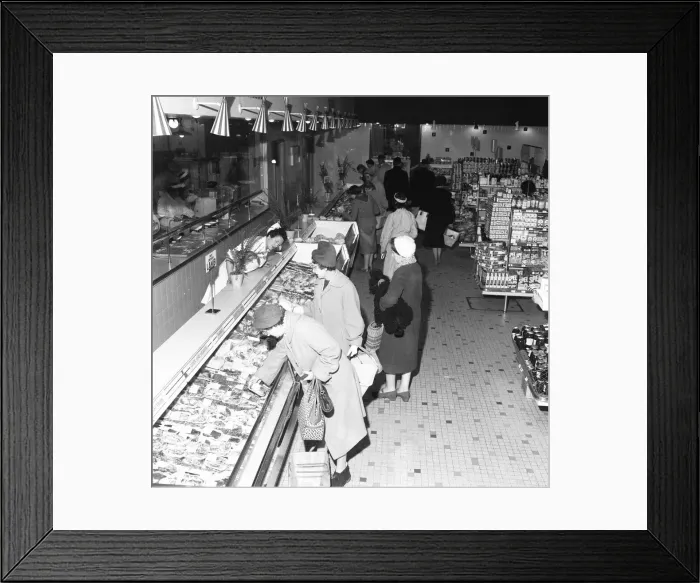 Framed Print : House wives seen here at the Bexley Heath Co-Op supermarket doing the weekly Framed Print : House wives seen here at the Bexley Heath Co-Op supermarket doing the weekly