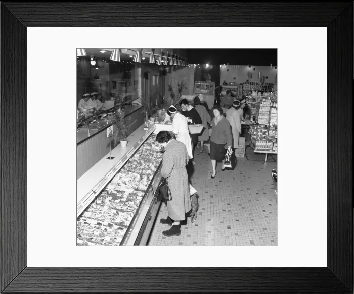 Framed Print : House wives seen here at the Bexley Heath Co-Op supermarket doing the weekly Framed Print : House wives seen here at the Bexley Heath Co-Op supermarket doing the weekly