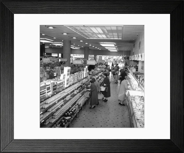 Framed Print : House wives seen here at the Bexley Heath Co-Op supermarket doing the weekly Framed Print : House wives seen here at the Bexley Heath Co-Op supermarket doing the weekly