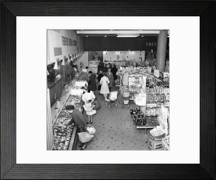 Framed Print : House wives seen here at the Bexley Heath Co-Op supermarket doing the weekly Framed Print : House wives seen here at the Bexley Heath Co-Op supermarket doing the weekly