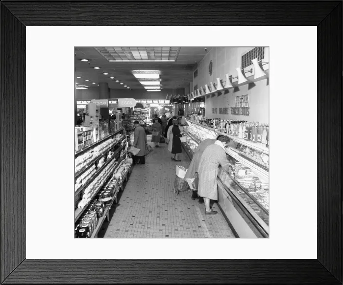 Framed Print : House wives seen here at the Bexley Heath Co-Op supermarket doing the weekly Framed Print : House wives seen here at the Bexley Heath Co-Op supermarket doing the weekly