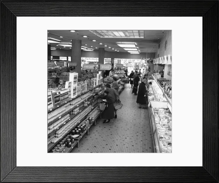 Framed Print : House wives seen here at the Bexley Heath Co-Op supermarket doing the weekly Framed Print : House wives seen here at the Bexley Heath Co-Op supermarket doing the weekly