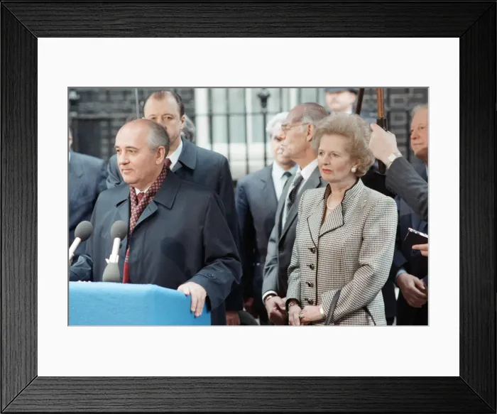 Framed Print : British Prime Minister Margaret Thatcher and others listens to Soviet Leader Framed Print : British Prime Minister Margaret Thatcher and others listens to Soviet Leader
