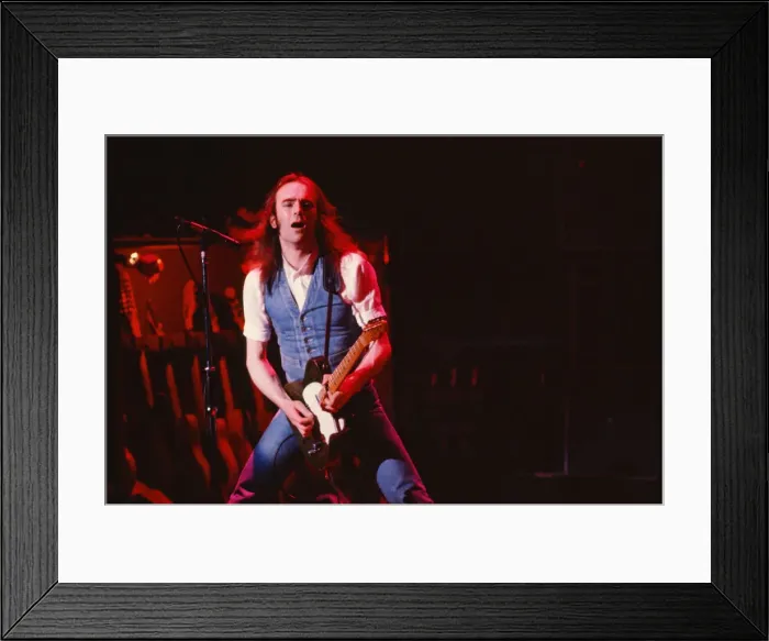 Framed Print : Status Quo, English rock band, onstage in 1981. Picture shows lead singer